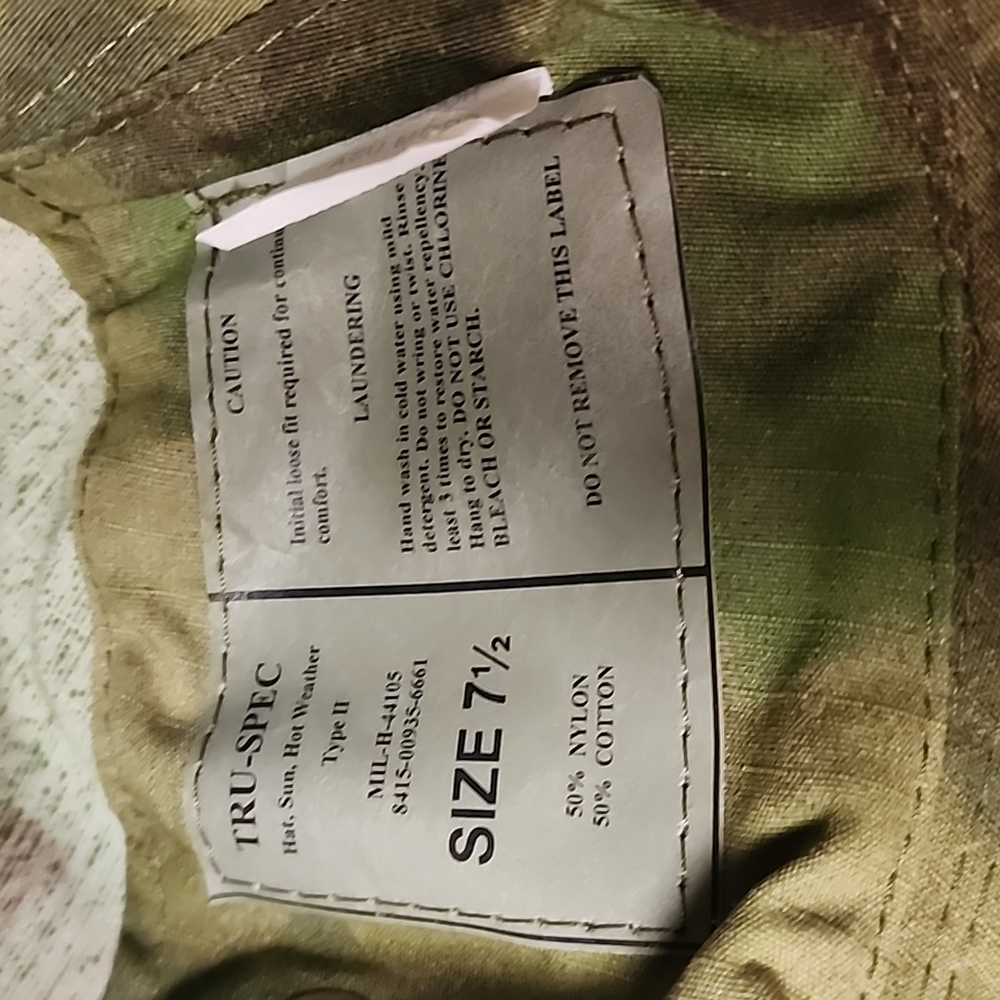 NWT. TRU-SPEC, Hat, Sun, Hot Weather. Unisex Camo Hat . Size 7 1/2" - Picture 8 of 12